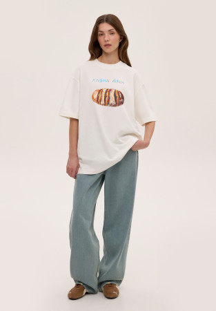 Футболка oversize unisex "ХЛІБНА ДУША" белая